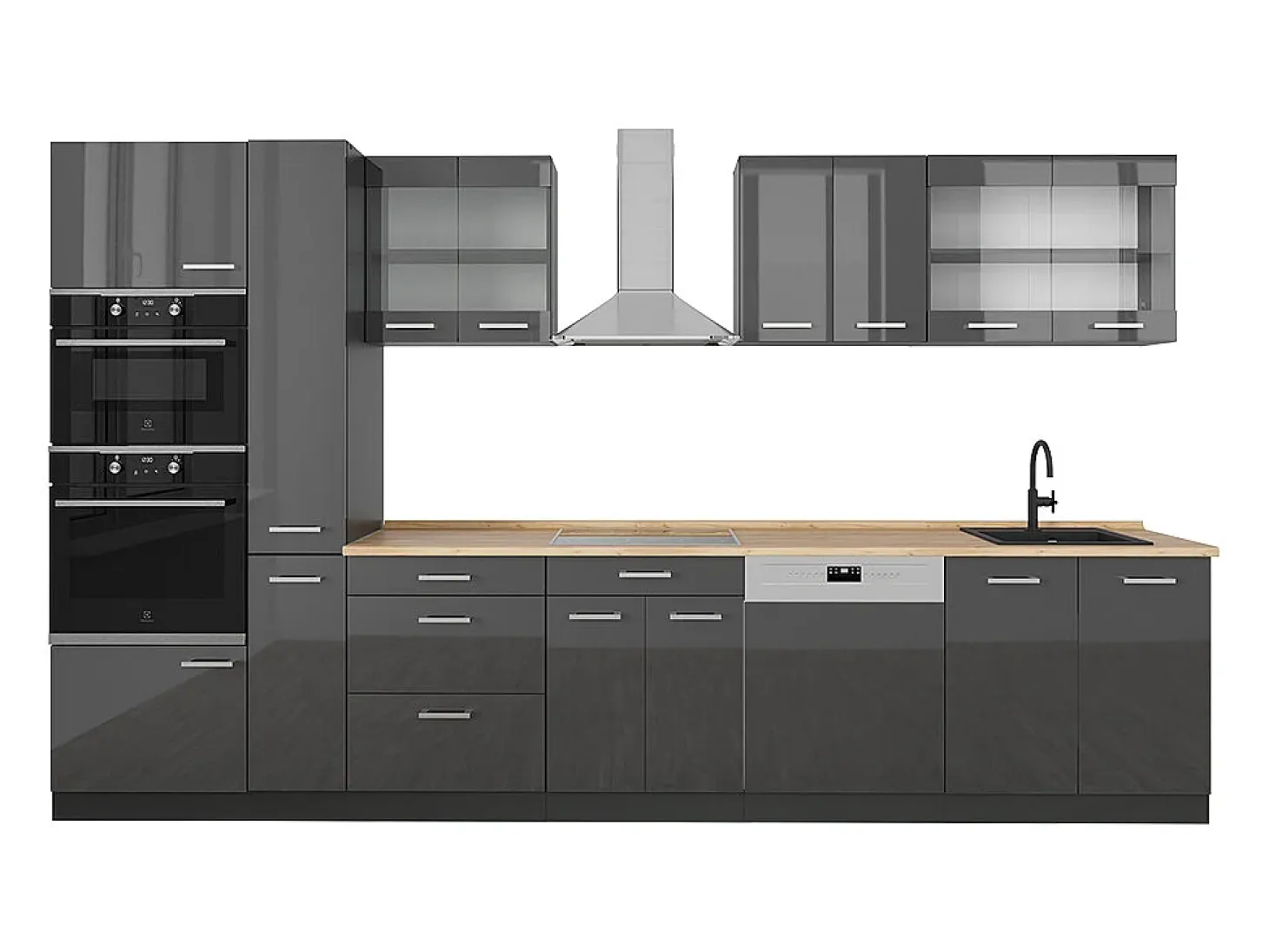 Mueble de cocina antracita brillo intenso/antracita 350x46x81.6 r-line