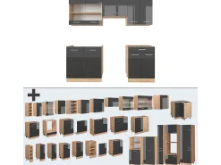 Mueble de cocina antracita brillo intenso/roble dorado eléctrico 200x46x81.6 r-line