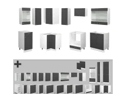 Mueble de cocina antracita-oro/blanco 200x60x81.6 fame-line