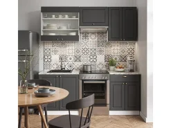 Mueble de cocina antracita-oro/blanco 200x60x81.6 fame-line