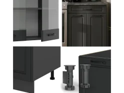 Mueble de cocina antracita casa de campo/antracita 200x46x81.6 r-line