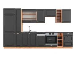 Mueble de cocina antracita casa de campo/roble kraft dorado 355x60x81.6 fame-line