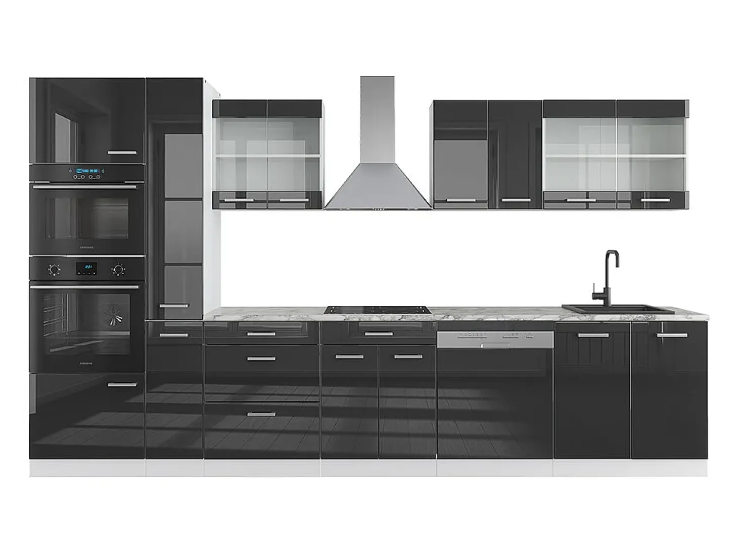 Mueble de cocina antracita brillo intenso/blanco 350x46x81.6 r-line