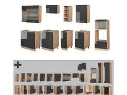 Mueble de cocina antracita brillo intenso/roble dorado eléctrico 280x46x81.6 fame-line