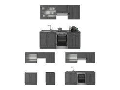 Mueble de cocina antracita-oro landhaus 200x60x81.6 fame-line