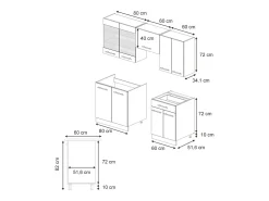 Mueble de cocina antracita-oro landhaus 200x60x81.6 fame-line