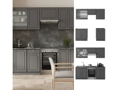 Mueble de cocina antracita-oro landhaus 200x60x81.6 fame-line