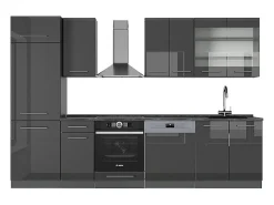 Mueble de cocina antracita alto brillo 300x60x81.6 fame-line