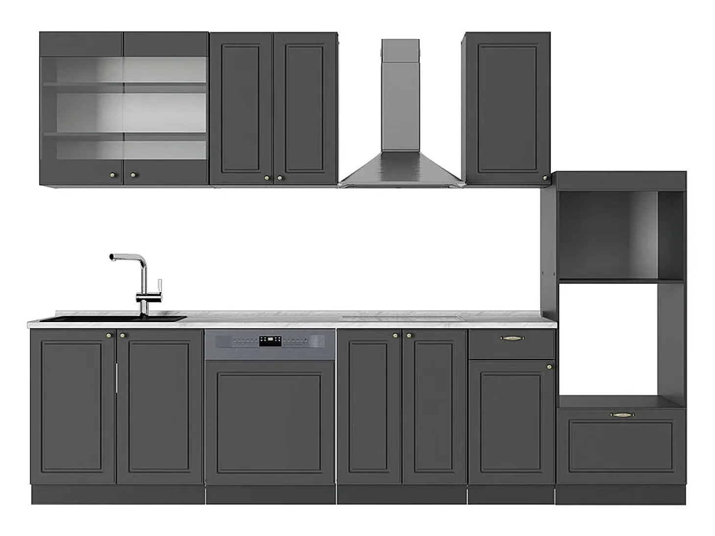 Mueble de cocina antracita-oro landhaus 300x60x81.6 fame-line