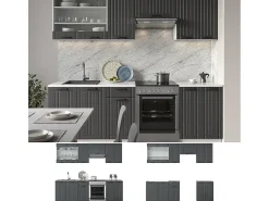 Mueble de cocina antracita casa de campo/blanco 240x60x81.6 fame-line