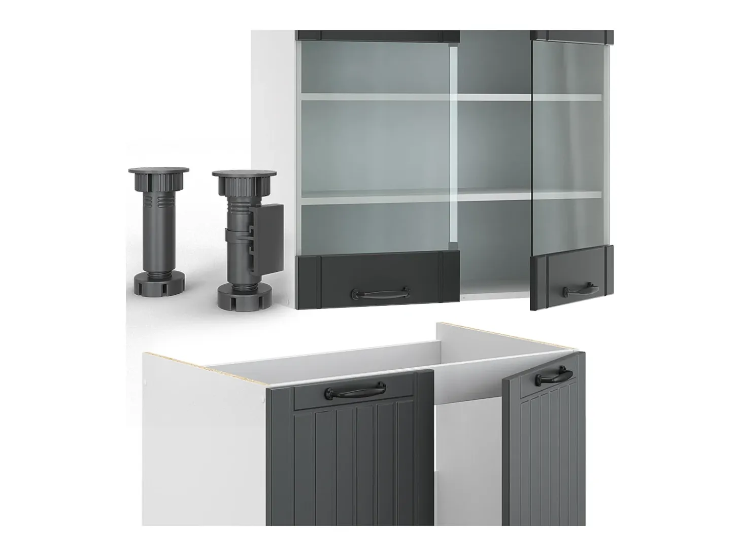 Mueble de cocina antracita casa de campo/blanco 240x60x81.6 fame-line