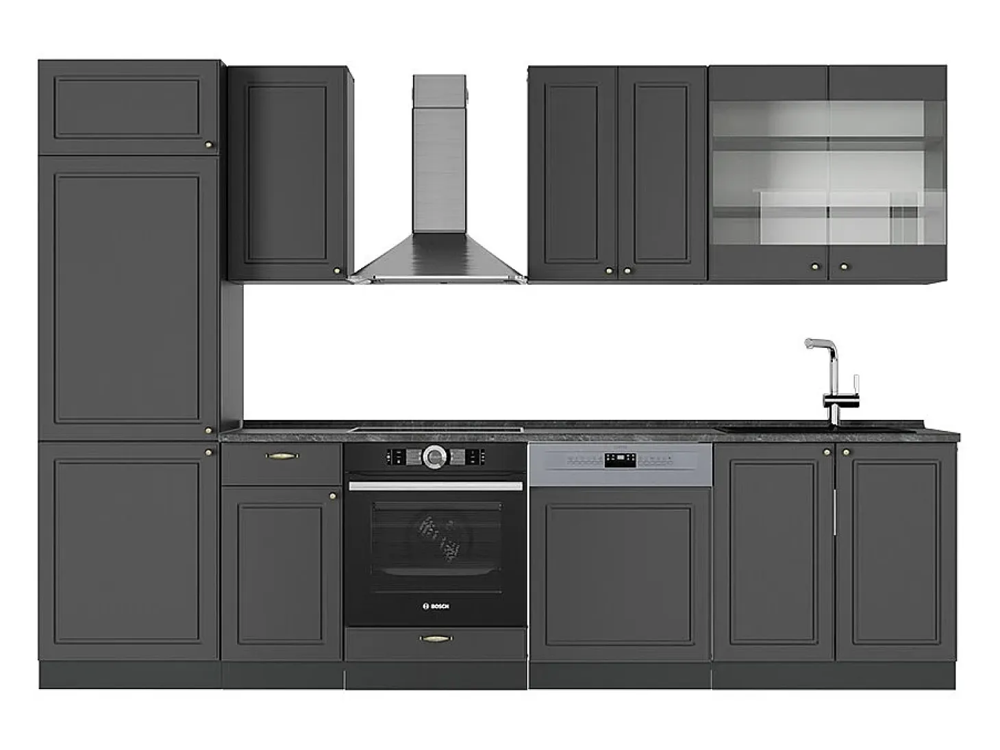 Mueble de cocina antracita-oro landhaus 300x46x81.6 fame-line