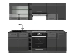 Mueble de cocina antracita alto brillo 235x60x81.6 fame-line