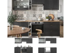 Mueble de cocina antracita-oro/blanco 235x46x81.6 fame-line