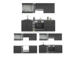 Mueble de cocina antracita-oro/blanco 235x46x81.6 fame-line