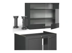 Mueble de cocina antracita-oro landhaus 235x60x81.6 fame-line