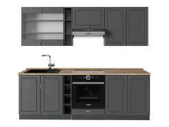 Mueble de cocina antracita-oro landhaus 235x60x81.6 fame-line
