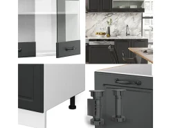 Mueble de cocina antracita casa de campo/blanco 300x46x81.6 r-line