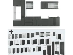 Mueble de cocina antracita casa de campo/blanco 350x46x81.6 r-line
