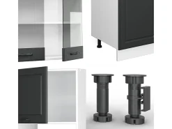 Mueble de cocina antracita casa de campo/blanco 300x60x81.6 r-line