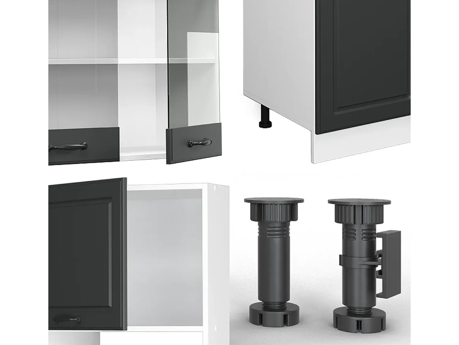 Mueble de cocina antracita casa de campo/blanco 300x60x81.6 r-line