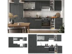 Mueble de cocina antracita casa de campo/blanco 355x46x81.6 fame-line
