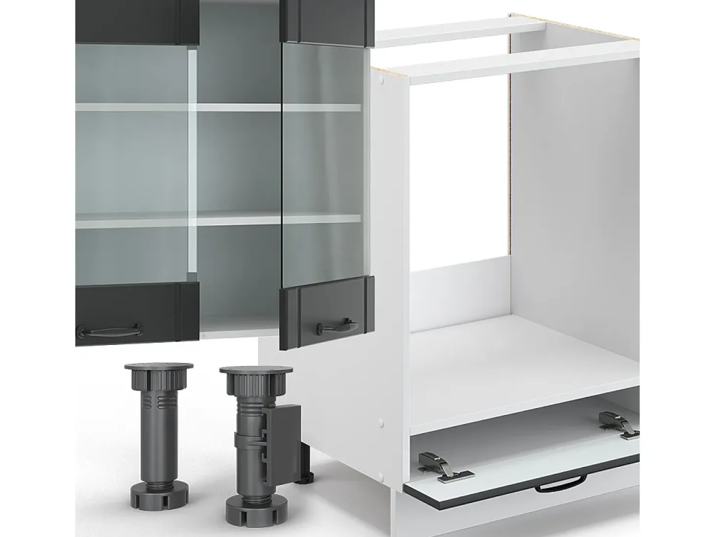 Mueble de cocina antracita casa de campo/blanco 355x46x81.6 fame-line