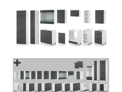 Mueble de cocina antracita casa de campo/blanco 355x46x81.6 fame-line