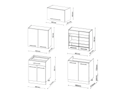 Mueble de cocina antracita-oro 200x46x81.6 fame-line