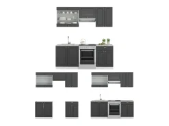 Mueble de cocina antracita-oro 200x46x81.6 fame-line