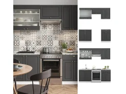 Mueble de cocina antracita-oro 200x46x81.6 fame-line