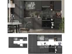 Mueble de cocina antracita alto brillo 355x46x81.6 fame-line