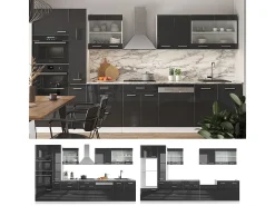 Mueble de cocina antracita brillo intenso/blanco 350x60x81.6 r-line