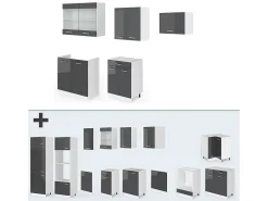 Mueble de cocina antracita brillo intenso/blanco 200x46x81.6 r-line