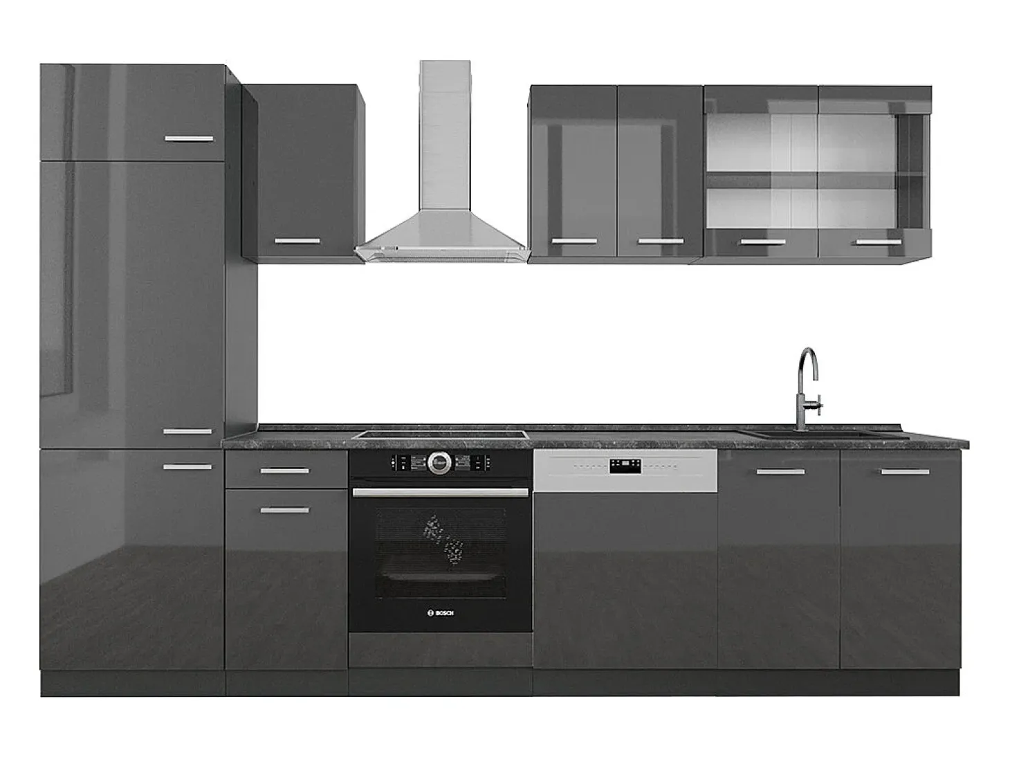 Mueble de cocina antracita brillo intenso/antracita 300x60x81.6 r-line