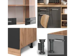 Mueble de cocina antracita brillo intenso/roble dorado eléctrico 240x60x81.6 r-line