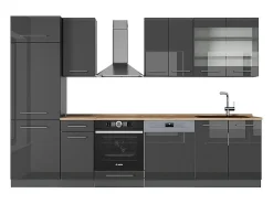 Mueble de cocina antracita alto brillo 300x60x81.6 fame-line