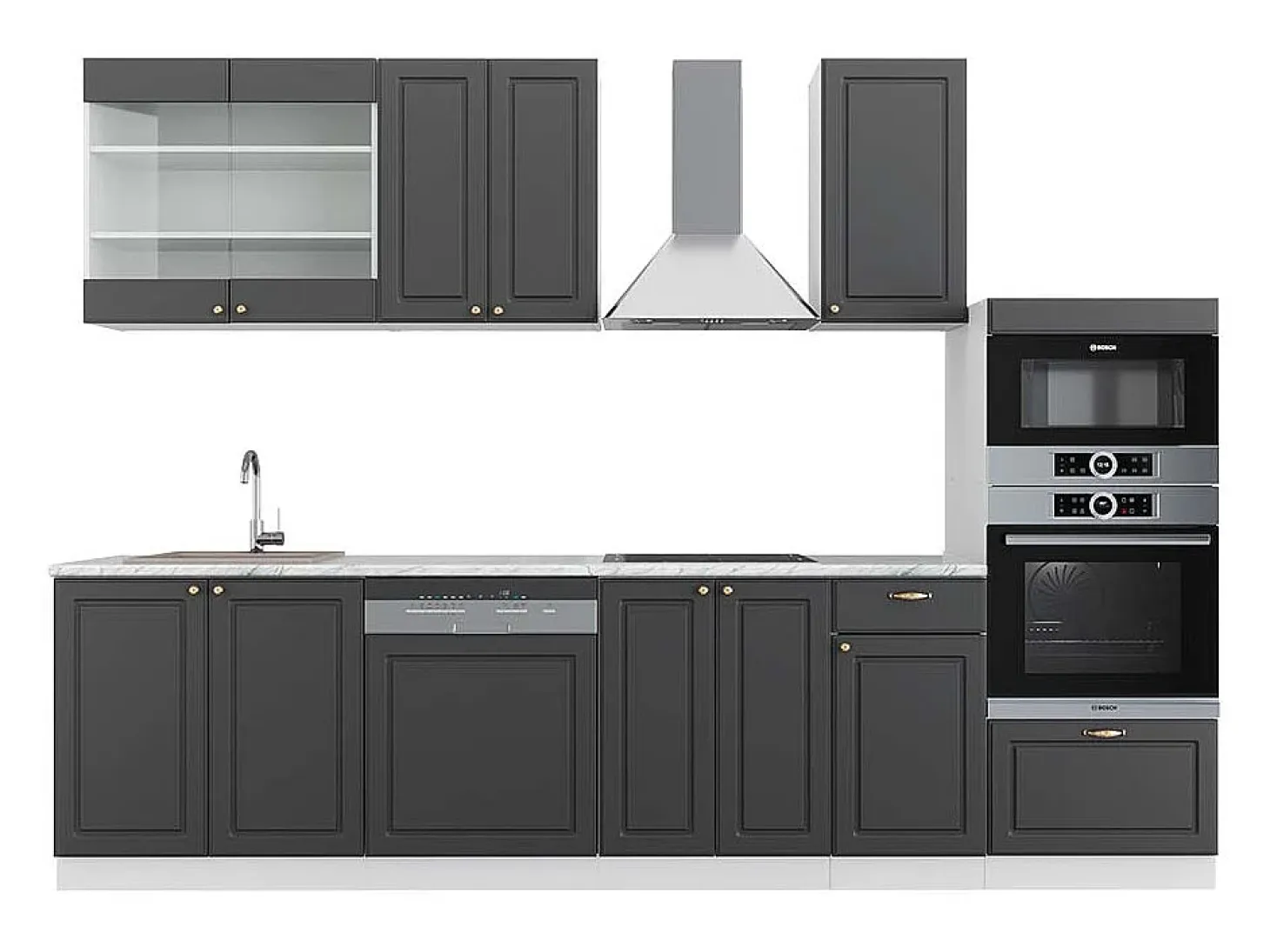 Mueble de cocina antracita-oro/blanco 300x60x81.6 fame-line