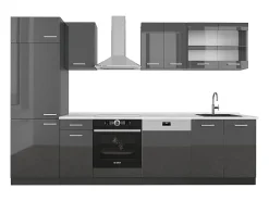 Mueble de cocina antracita brillo intenso/antracita 300x60x81.6 r-line