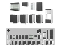 Mueble de cocina antracita-oro/blanco 280x60x81.6 fame-line