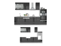 Mueble de cocina antracita brillo intenso/blanco 300x60x81.6 fame-line