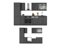 Mueble de cocina antracita-oro landhaus 300x60x81.6 fame-line
