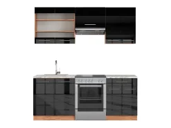 Mueble de cocina antracita brillo intenso/roble dorado eléctrico 200x60x81.6 fame-line