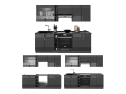 Mueble de cocina antracita alto brillo 235x60x81.6 fame-line