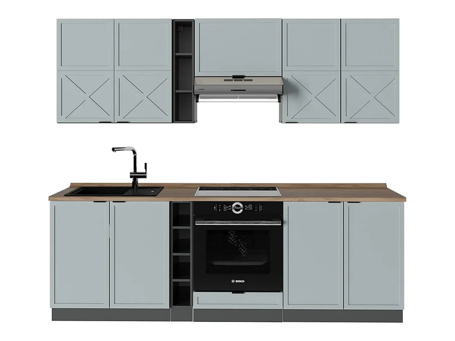 Mueble de cocina azul claro/gris antracita 235x60x81.6 fame-line