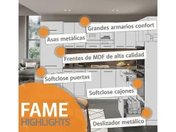 Mueble de cocina azul claro-gris-blanco 300x46x81.6 fame-line