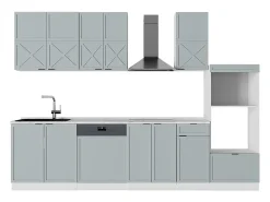 Mueble de cocina azul claro-gris-blanco 300x46x81.6 fame-line