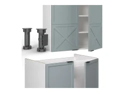 Mueble de cocina azul claro-gris-blanco 240x60x81.6 fame-line