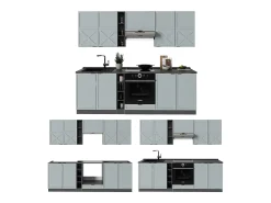 Mueble de cocina azul claro/gris antracita 235x46x81.6 fame-line