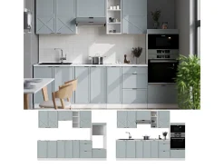 Mueble de cocina azul claro-gris-blanco 280x60x81.6 fame-line